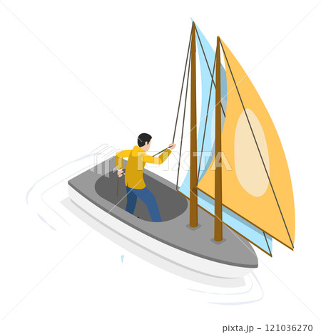 3D Isometric Flat Set of Sailing Boats. Item 1 3D Isometric Flat Set of Sailing Boats. Item 1 121036270