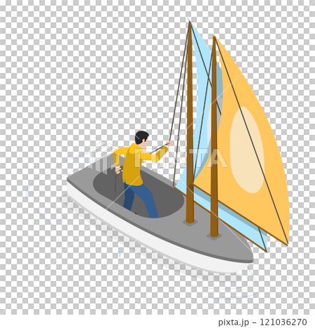 3D Isometric Flat  Set of Sailing Boats. Item 1 121036270