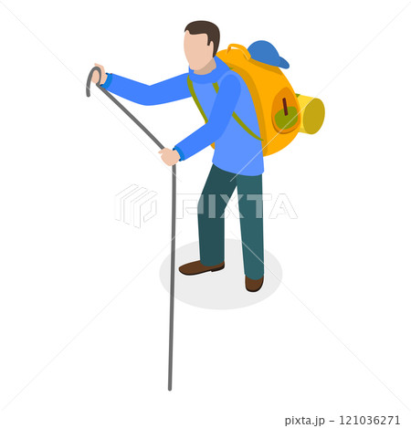 3D Isometric Flat  Set of Tourists or Travelers. Item 6 121036271
