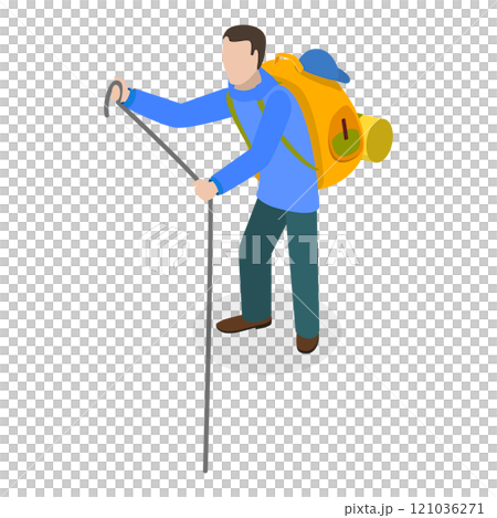 3D Isometric Flat  Set of Tourists or Travelers. Item 6 121036271