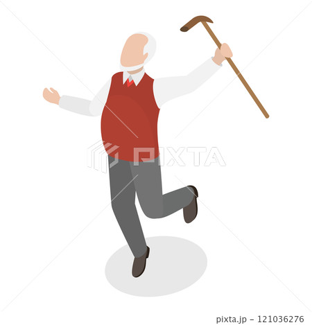 3D Isometric Flat  Illustration of Happy Seniors. Item 4 121036276