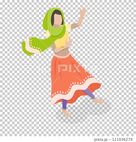 3D Isometric Flat  Set of Traditional Indian Dancers. Item 2 121036278