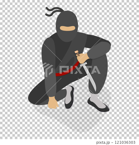 3D Isometric Flat  Set of Ninja Warriors. Item 2 121036303