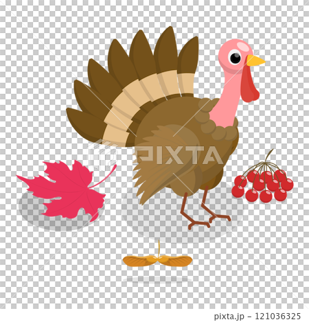 3D Isometric Flat  Set of Thanksgiving Set. Item 3 121036325