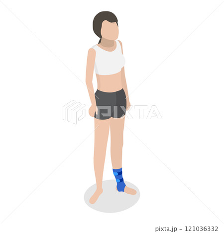 3D Isometric Flat  Illustration of Rehabilitation After Trauma. Item 6 121036332