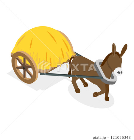3D Isometric Flat  Set of Draft Animals. Item 3 121036348
