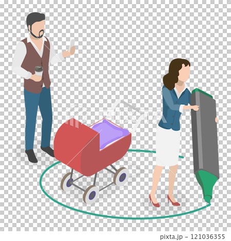 3D Isometric Flat  Illustration of Invisible Boundary. Item 3 121036355