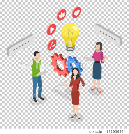 3D Isometric Flat  Illustration of Marketing Research Strategies. Item 1 121036364