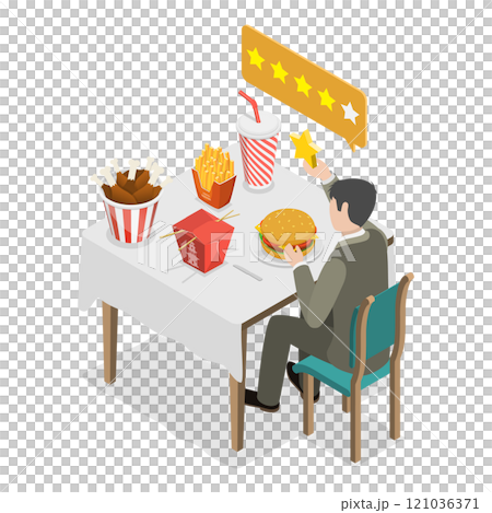 3D Isometric Flat  Illustration of Food Blogging. Item 2 121036371
