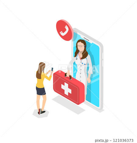 3D Isometric Flat  Illustration of Electronic Health Record. Item 1 121036373