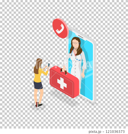 3D Isometric Flat  Illustration of Electronic Health Record. Item 1 121036373