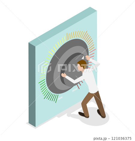 3D Isometric Flat  Illustration of Turning Knob. Item 2 121036375