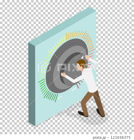 3D Isometric Flat  Illustration of Turning Knob. Item 2 121036375