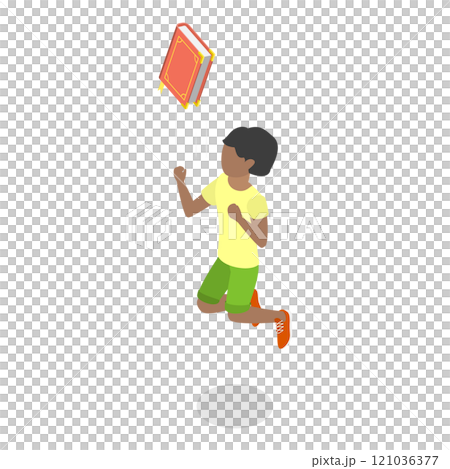 3D Isometric Flat Illustration of Jumping Happy Kids. Item 5 3D Isometric Flat Illustration of Jumping Happy Kids. Item 5 121036377