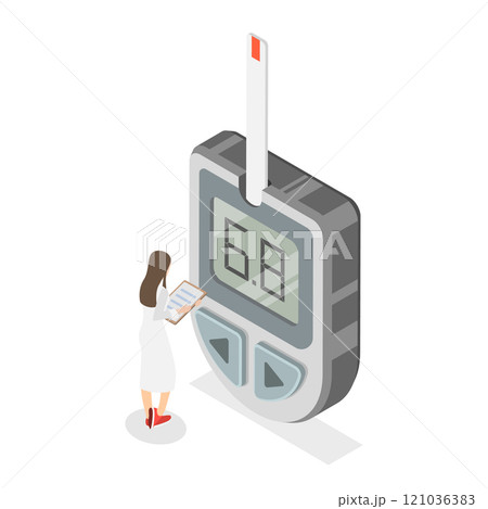 3D Isometric Flat Illustration of Blood Sugar Test. Item 3 3D Isometric Flat Illustration of Blood Sugar Test. Item 3 121036383