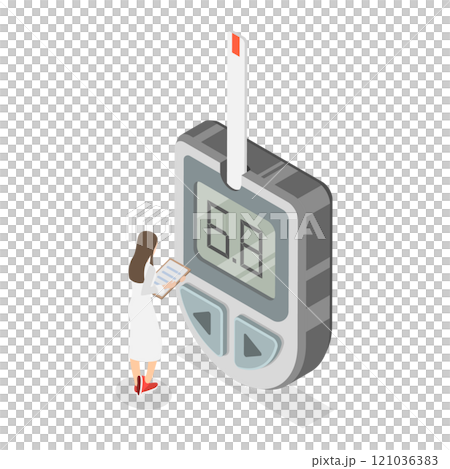 3D Isometric Flat  Illustration of Blood Sugar Test. Item 3 121036383