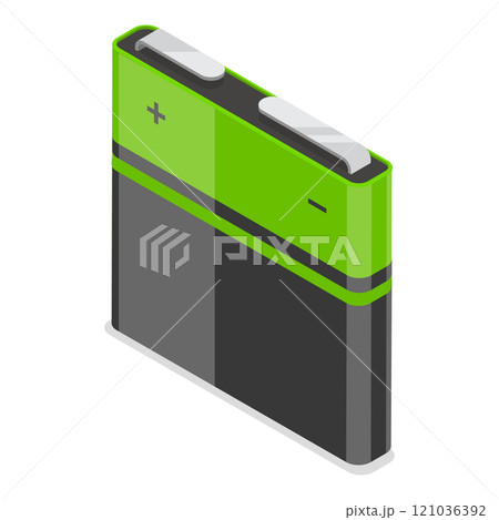 3D Isometric Flat  Illustration of Battery Set. Item 6 121036392