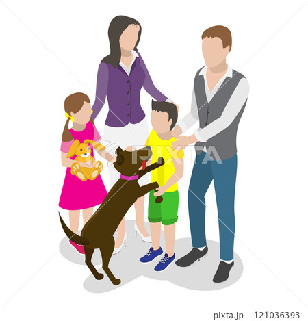 3D Isometric Flat  Illustration of Happy Family Set. Item 5 121036393