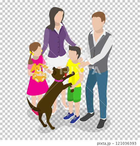 3D Isometric Flat  Illustration of Happy Family Set. Item 5 121036393