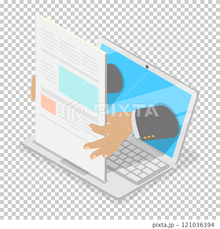 3D Isometric Flat  Illustration of Digital Contract Set. Item 1 121036394