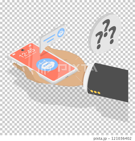 3D Isometric Flat  Illustration of Chatbot Customer Support. Item 1 121036402