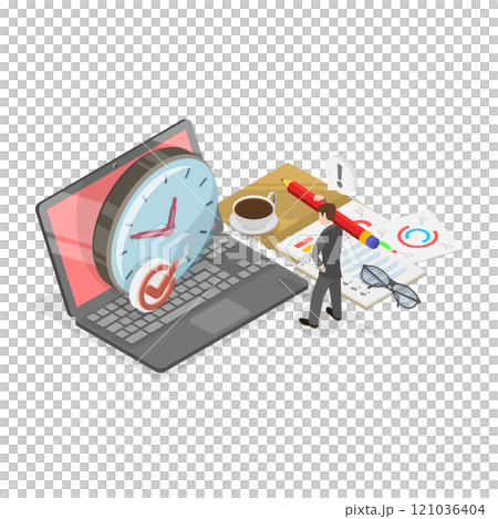 3D Isometric Flat  Illustration of Time Management. Item 1 121036404