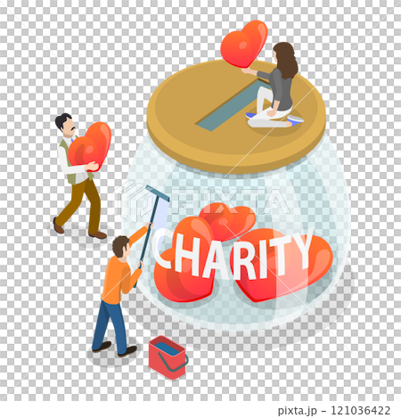 3D Isometric Flat Illustration of Charity Services. Item 2 3D Isometric Flat Illustration of Charity Services. Item 2 121036422