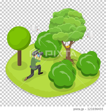 3D Isometric Flat  Illustration of Ornithology. Item 2 121036435
