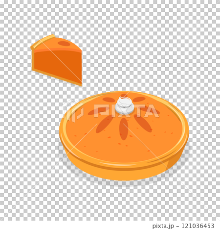 3D Isometric Flat  Set of Diffeent Pies and Slices. Item 3 121036453