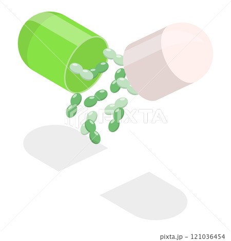 3D Isometric Flat Set of Probiotics Pills. Item 3 3D Isometric Flat Set of Probiotics Pills. Item 3 121036454