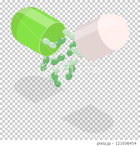 3D Isometric Flat Set of Probiotics Pills. Item 3 3D Isometric Flat Set of Probiotics Pills. Item 3 121036454