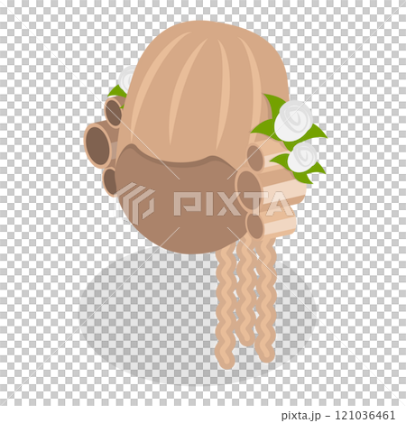 3D Isometric Flat  Set of Elegant And Ornate Hairpieces. Item 4 121036461