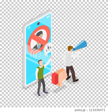 3D Isometric Flat  Illustration of Social Media Behavior. Item 2 121036471