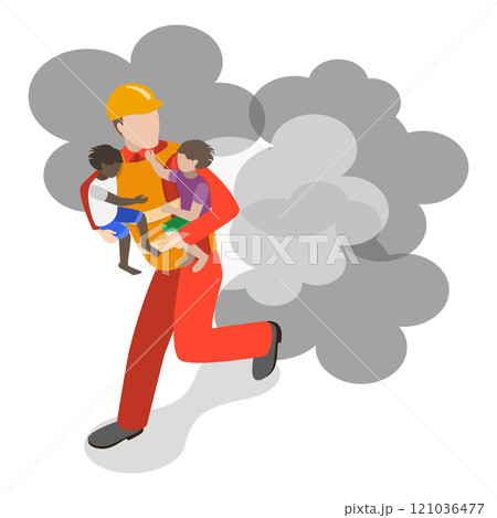 3D Isometric Flat  Set of Rescue Services. Item 5 121036477