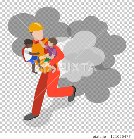 3D Isometric Flat  Set of Rescue Services. Item 5 121036477