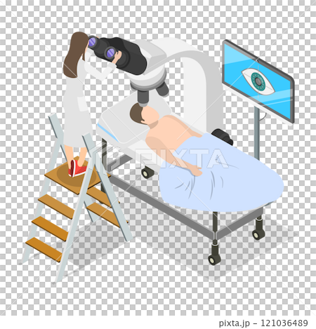 3D Isometric Flat  Illustration of LASIK Surgery. Item 3 121036489