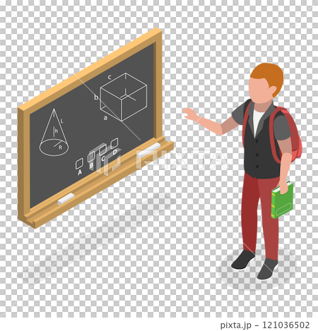 3D Isometric Flat  Illustration of Schoolchild Daily Routine. Item 8 121036502