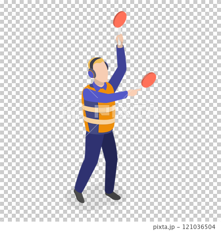 3D Isometric Flat  Set of Airport Staff. Item 3 121036504