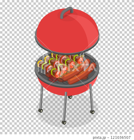 3D Isometric Flat  Illustration of Barbecue Cooking. Item 2 121036507