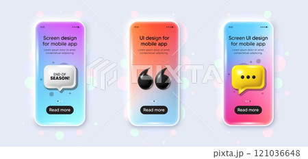 Phone 3d mockup gradient screen. End of Season Sale. Special offer price sign. Advertising Discounts symbol. End season phone mockup message. 3d chat speech bubble. Yellow text box app. Vector Phone 3d mockup gradient screen. End of Season Sale. Special offer price sign. Advertising Discounts symbol. End season phone mockup message. 3d chat speech bubble. Yellow text box app. Vector 121036648