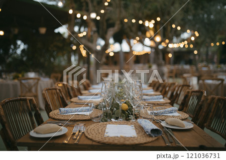 General view of the banquet where a wedding is held General view of the banquet where a wedding is held 121036731