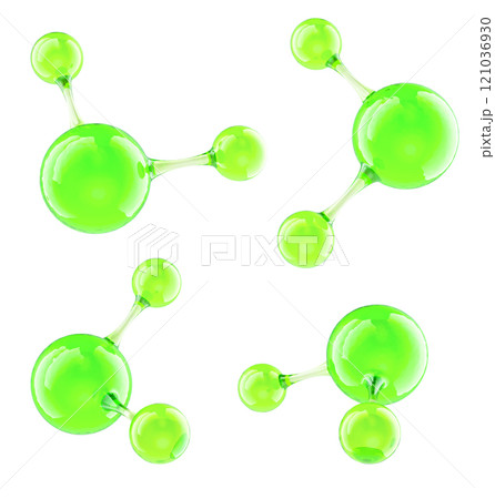 Green molecules set, 3D rendering 121036930