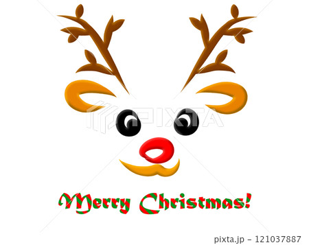 手描き風可愛いトナカイ（文字いり） 121037887