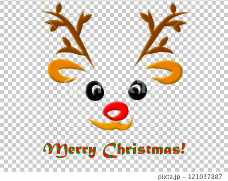 手描き風可愛いトナカイ（文字いり） 121037887