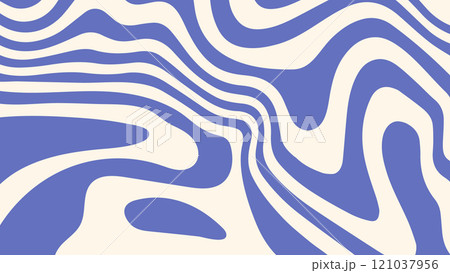 Wavy blue and beige abstract pattern. Psychedelic trippy retro background in groovy y2k style. Liquid marble or maze Wavy blue and beige abstract pattern. Psychedelic trippy retro background in groovy y2k style. Liquid marble or maze 121037956