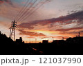 鉄塔のある夕焼け 121037990