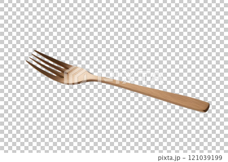 wooden fork on isolate transparency background, PNG 121039199