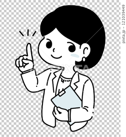 スーツ姿で説明する女性 121039449