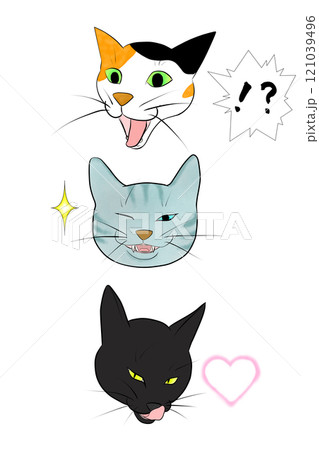 表情豊かな3匹の猫 121039496
