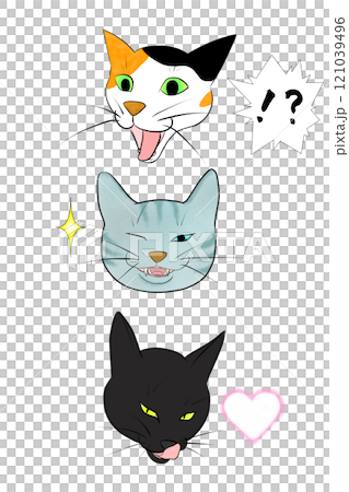 表情豊かな3匹の猫 121039496
